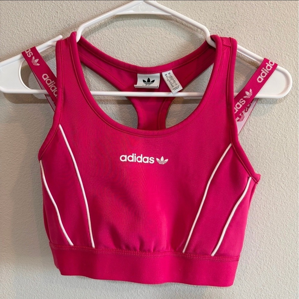 Adidas Originals Racerback Sports Bra S Pink Trefoil Logo Activewear